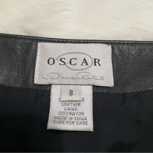💙💖 Vintage Oscar de la Renta Black Leather Skirt - Picture 6 of 8